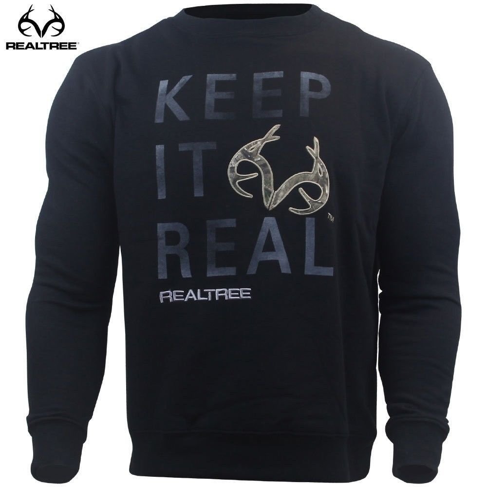Mens NWT Realtree Elm Sweatshirt Crew Neck "Keep It Real" Pullover