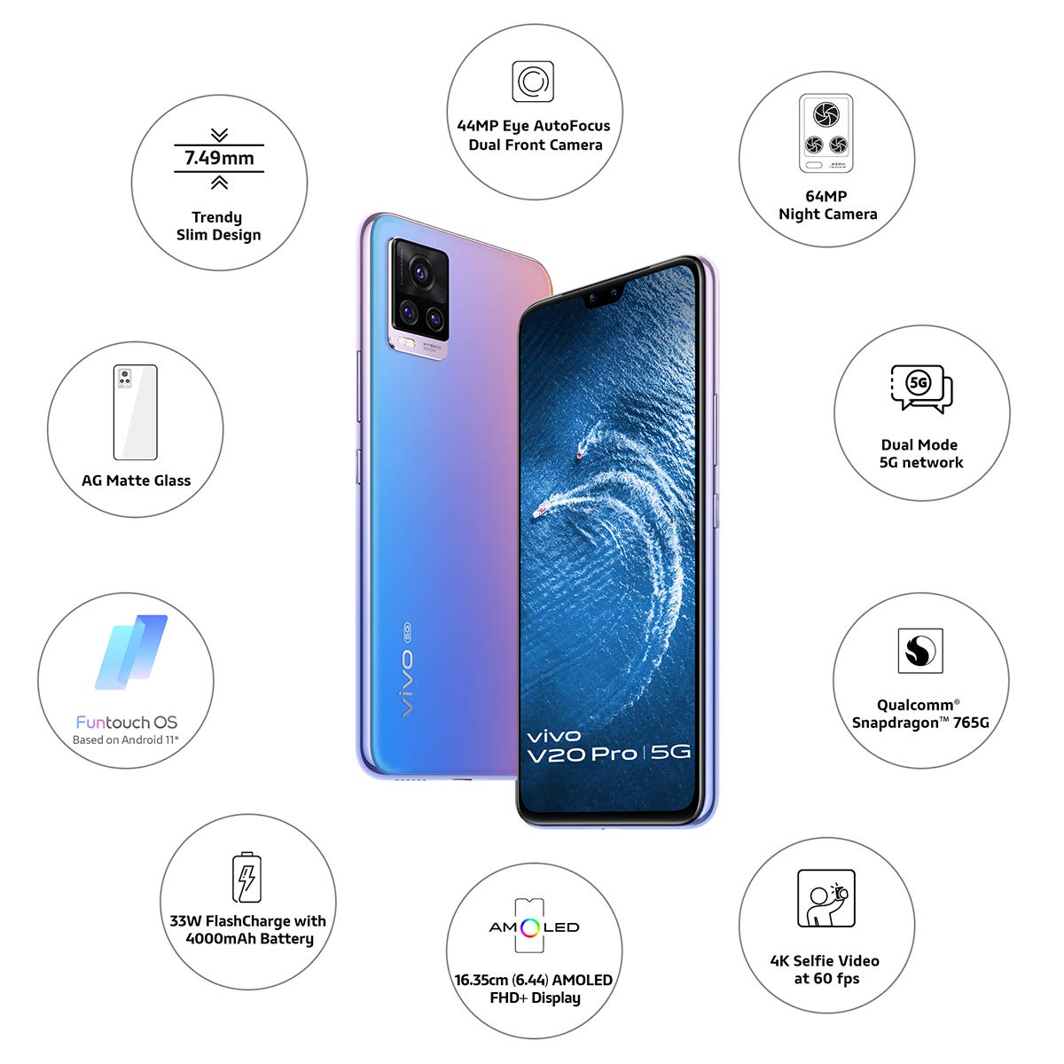 Buy Vivo Android Smartphone V20 Pro (8GB RAM, 128GB Storage/ROM) PD2020