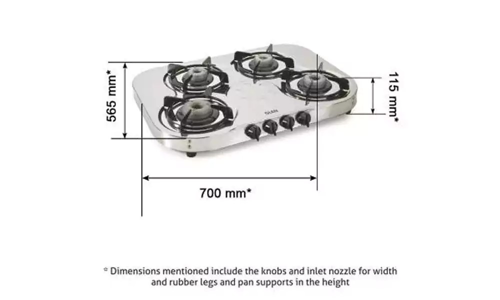Buy Glen Gas Stove 4 Burner GL 1045 SS HF Stainless Steel Online From Lotus Electronics in India
