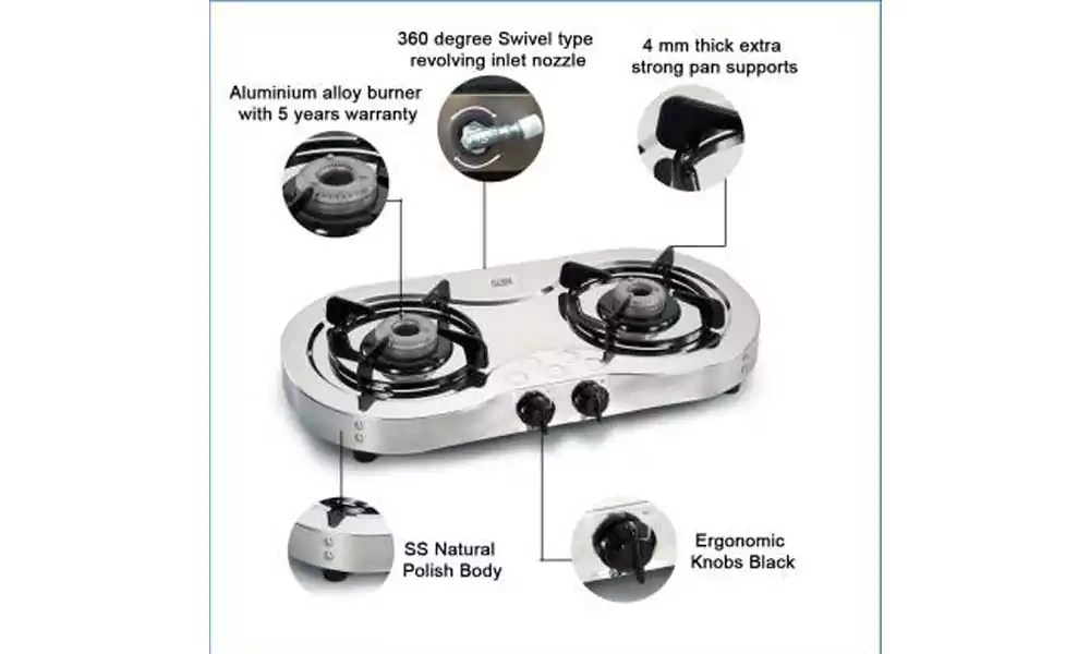 Buy Glen Gas Stove 2 Burner GL 1025 SS Stainless Steel Online From