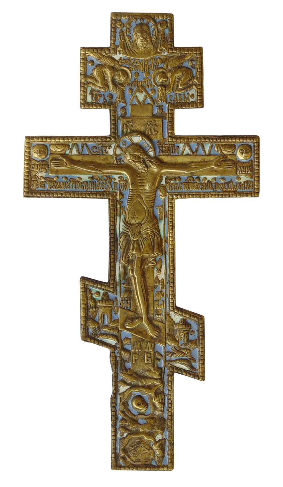 093 A 19th century Russian Orthodox enamel metal cross. Loudos Auctions