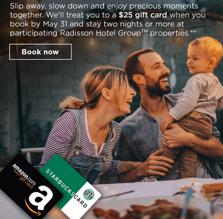 Radisson Rewards 25 Gift Card For Two Night Or Longer Stay Between May