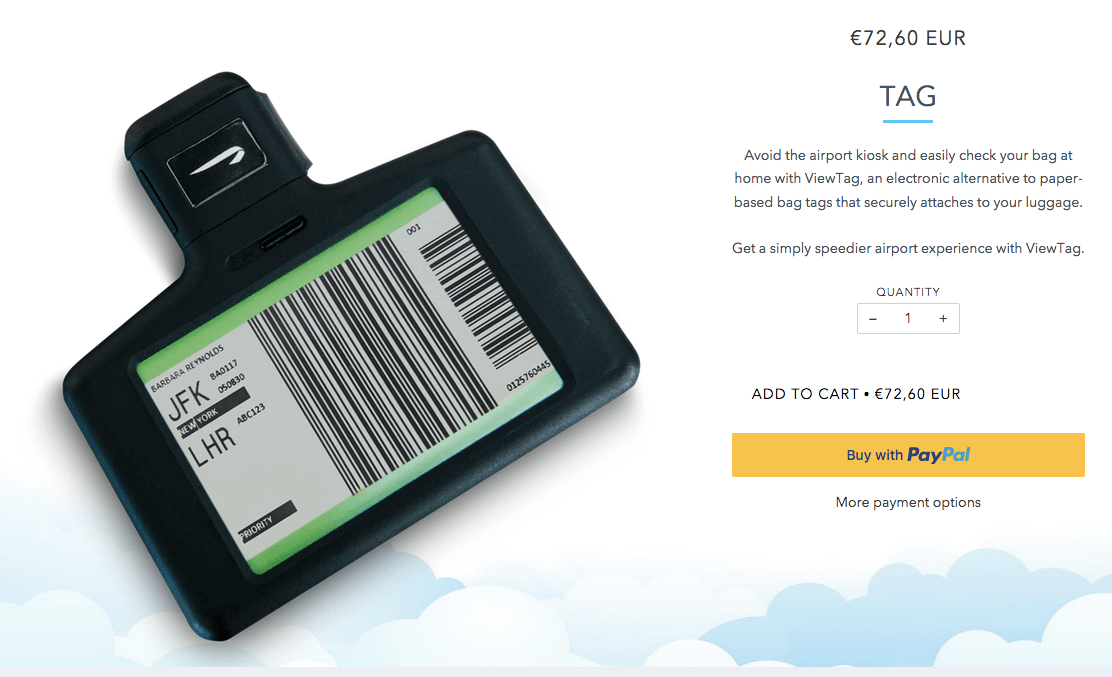 British Airways To Introduce Electronic Baggage Tags (For 72.60 Euro Each) After Planning It For