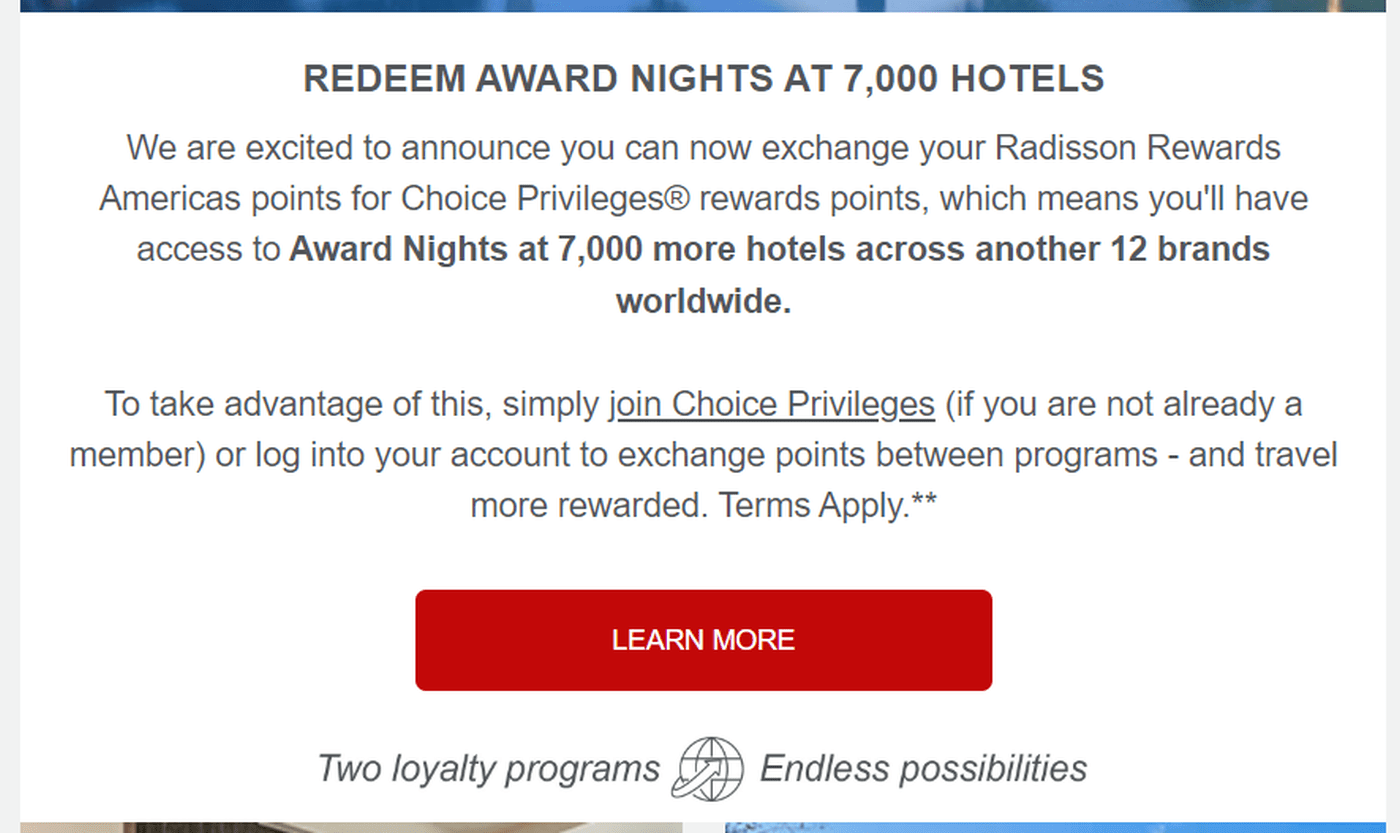 Choice Privileges & Radisson Rewards Americas Points Exchange Now Live