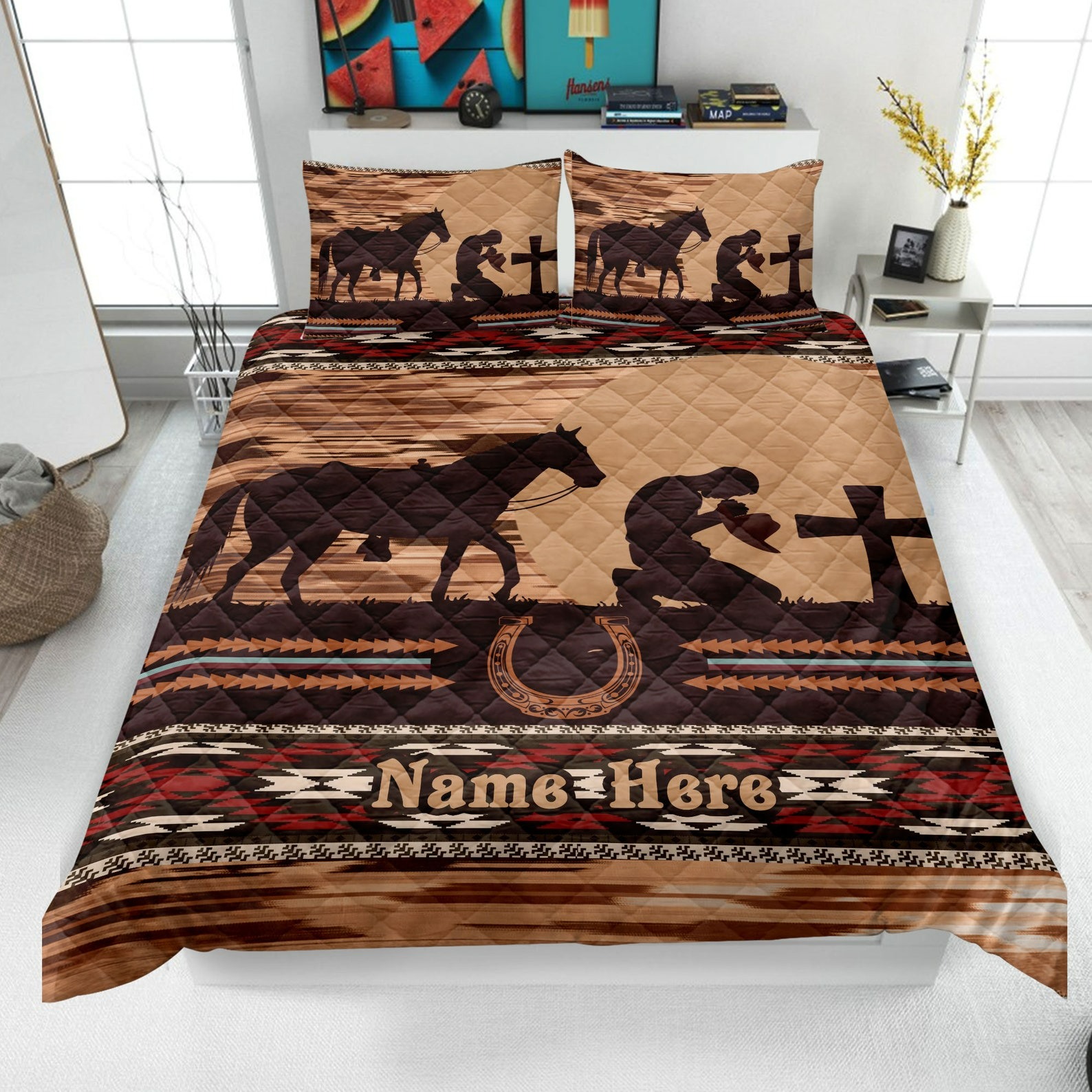 Personalized Cowboy Quilt Set Praying Cowboy LuvinGift