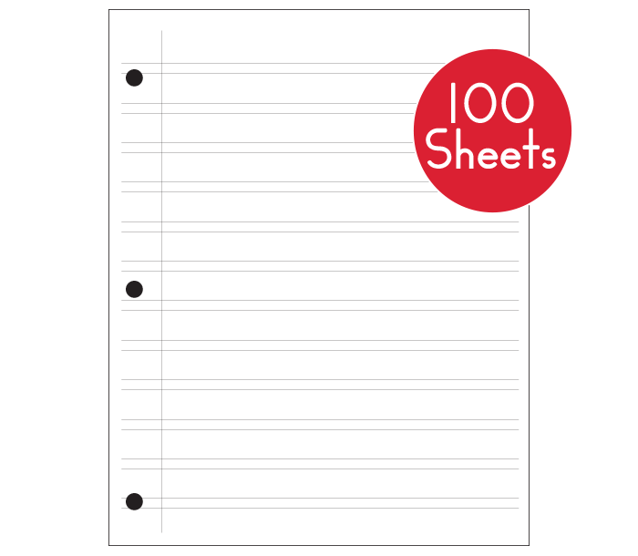 Regular Notebook Paper (100 Sheets) Learning Without Tears