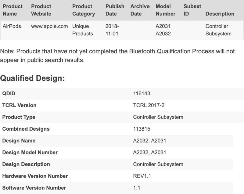 New AirPods Model Numbers Show Up in Bluetooth Database