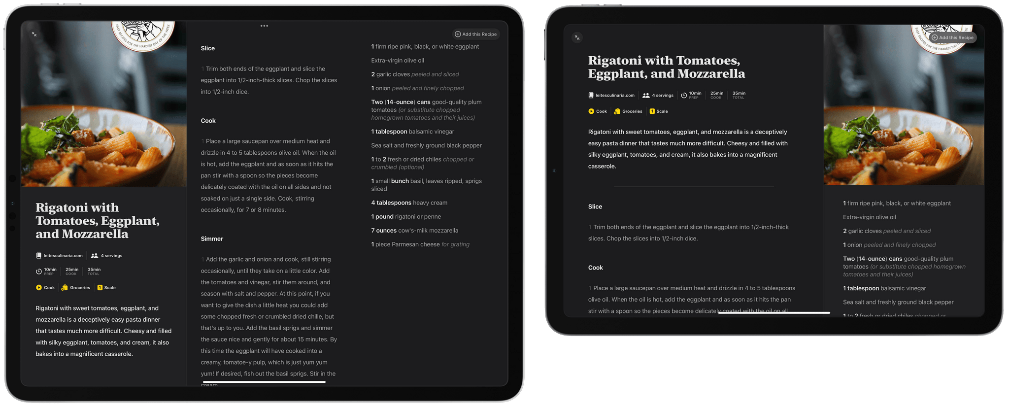 Mela An Elegant and Innovative Recipe and Cooking App for iPhone, iPad