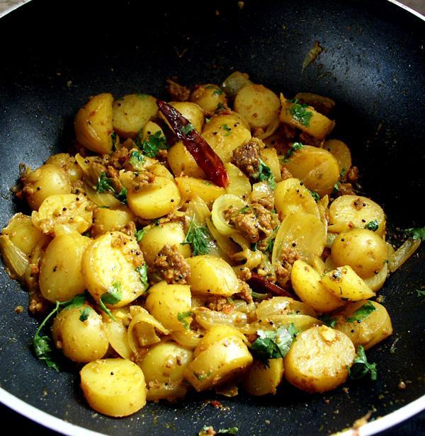 Mamta's Kitchen » Potato Bhaji/Sabji 3, With Punjabi Bari (Spicy Lentil
