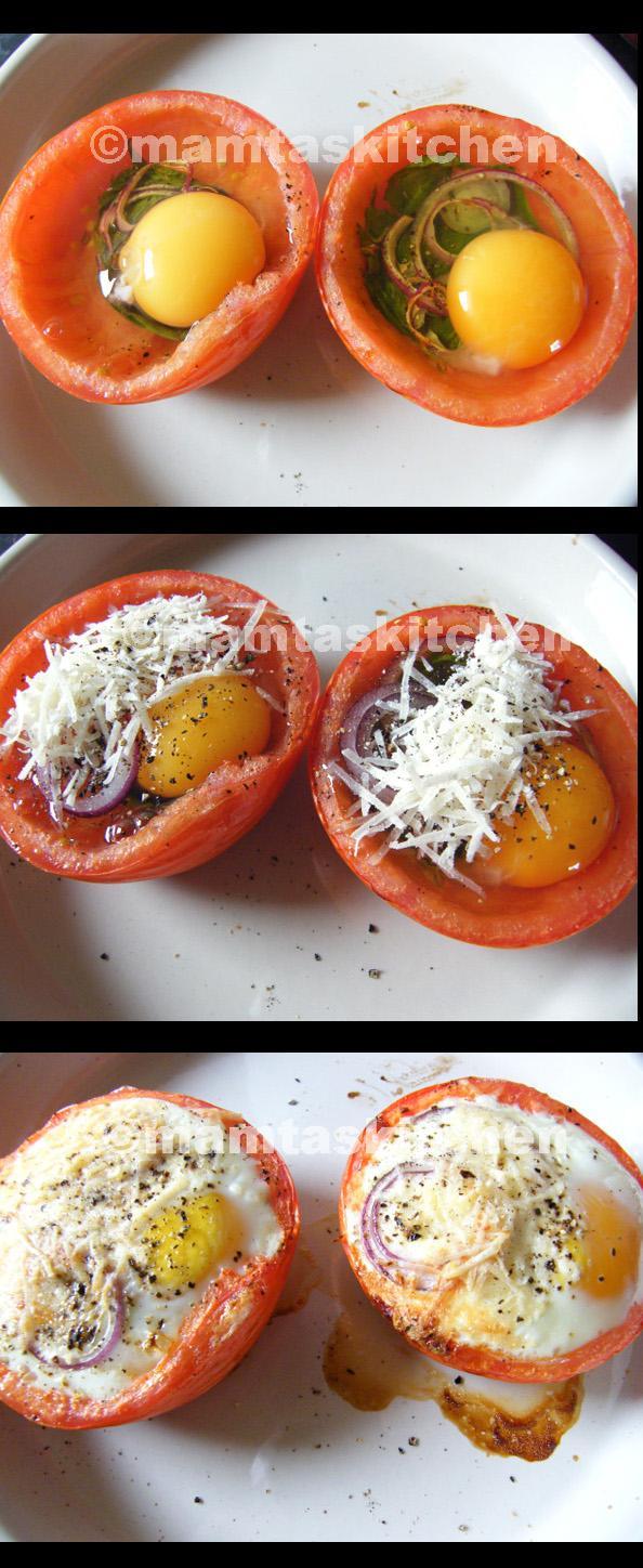 Mamta's Kitchen » Egg Baked in Tomato Cups