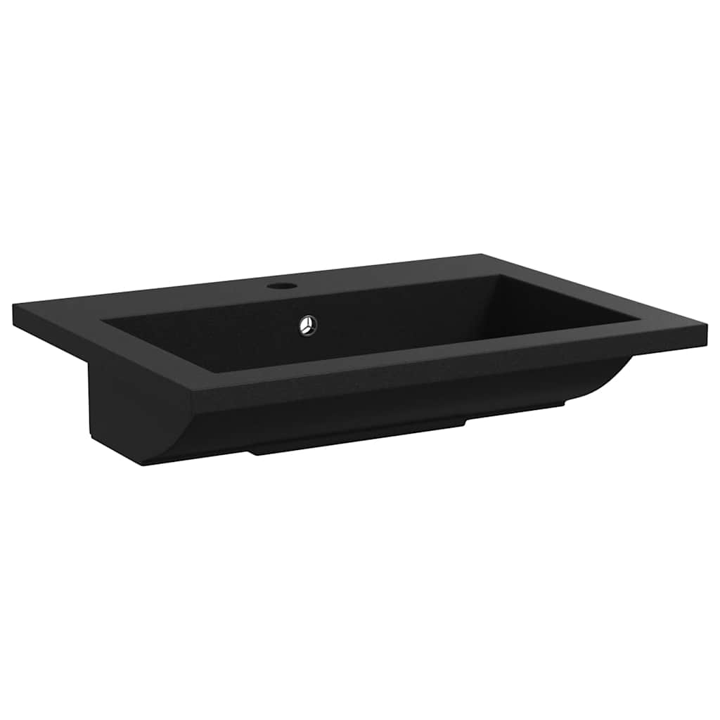 Lavabo en granit 600 x 450 x 120 mm Noir 142962