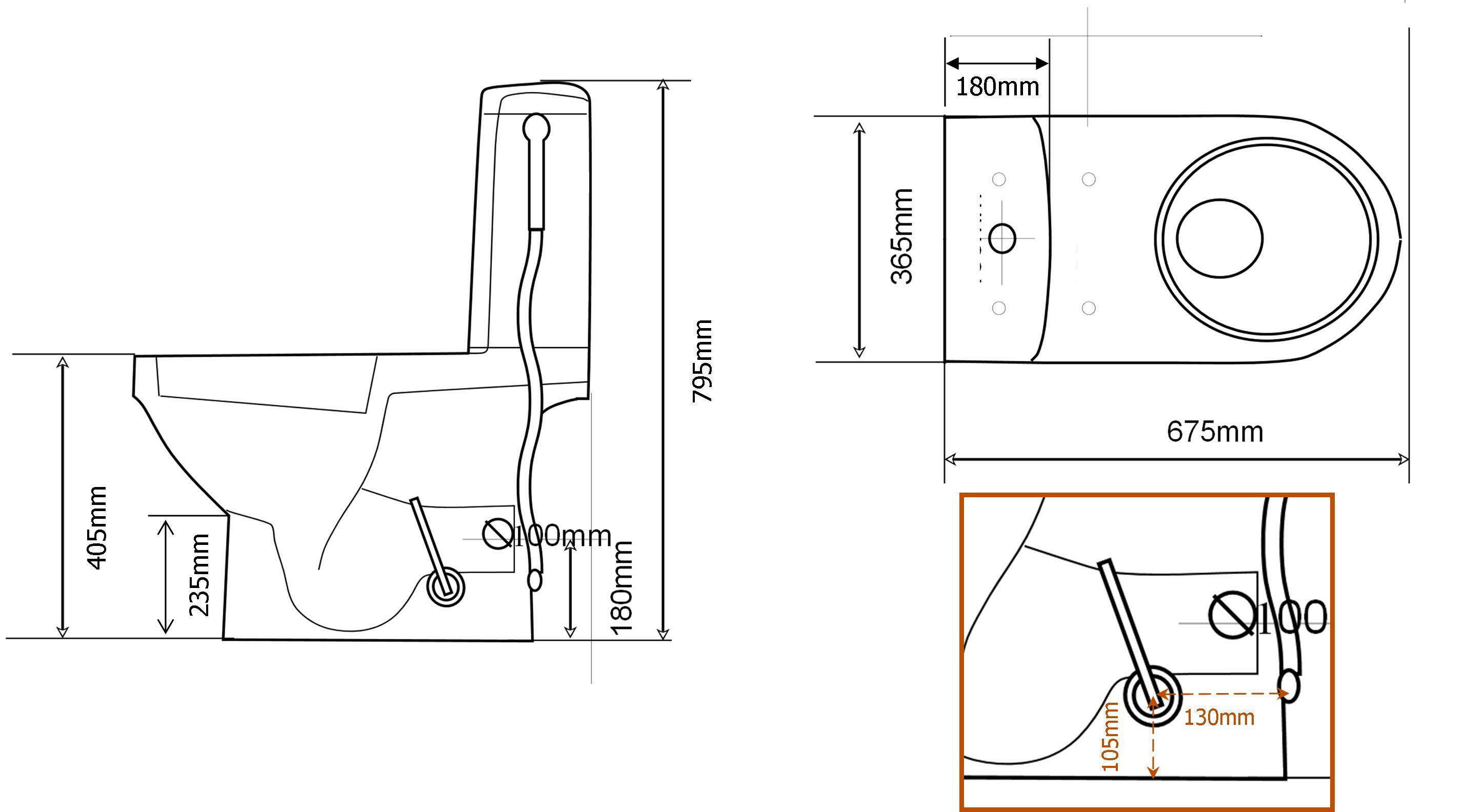 Pack wc à poser + douchette Sortie Horizontale 211012