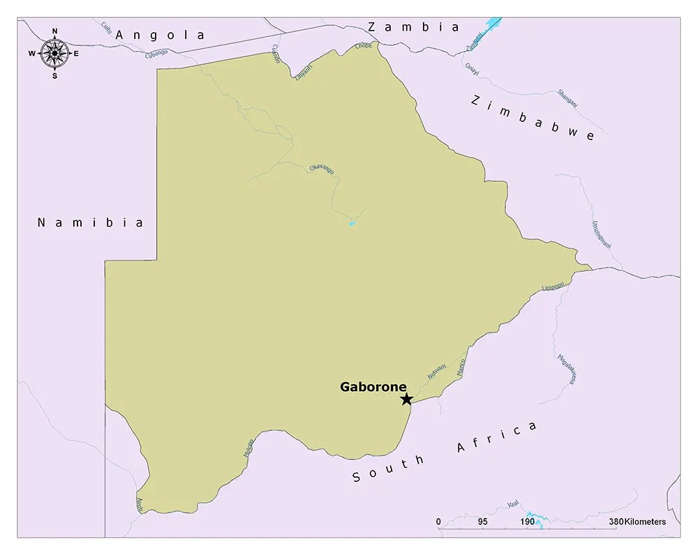 What is the Capital of Botswana? Mappr