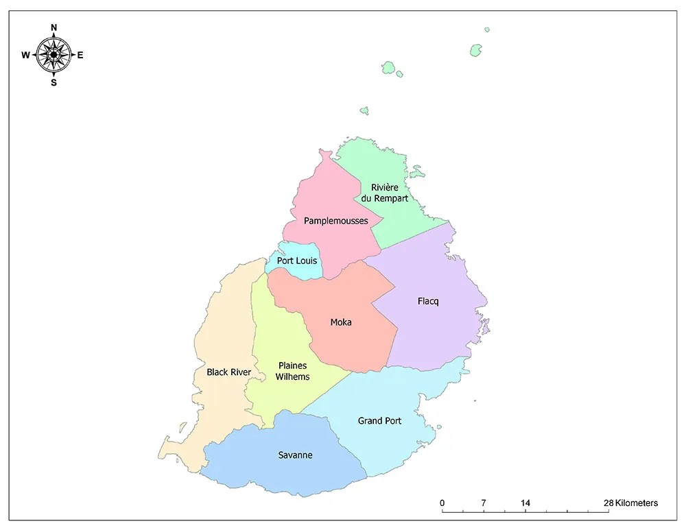 Districts of Mauritius Mappr