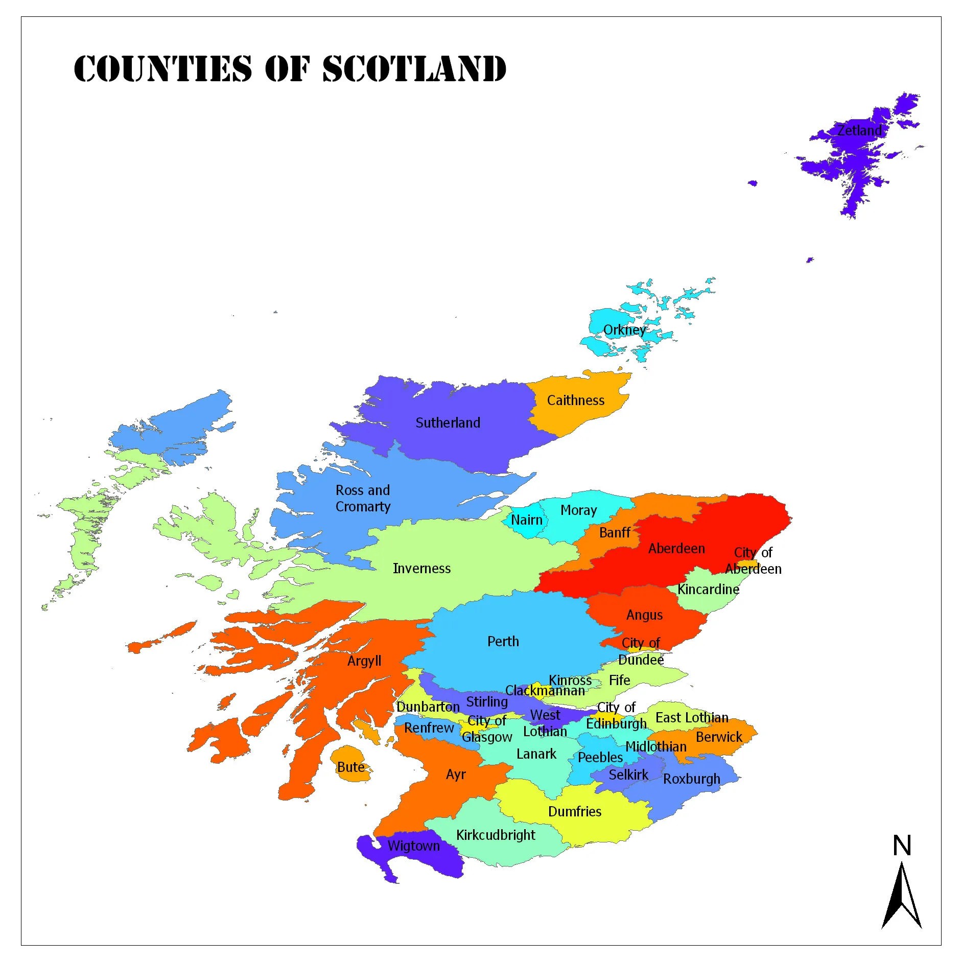 Counties of Scotland / Shires of Scotland / Council Areas of Scotland Mappr