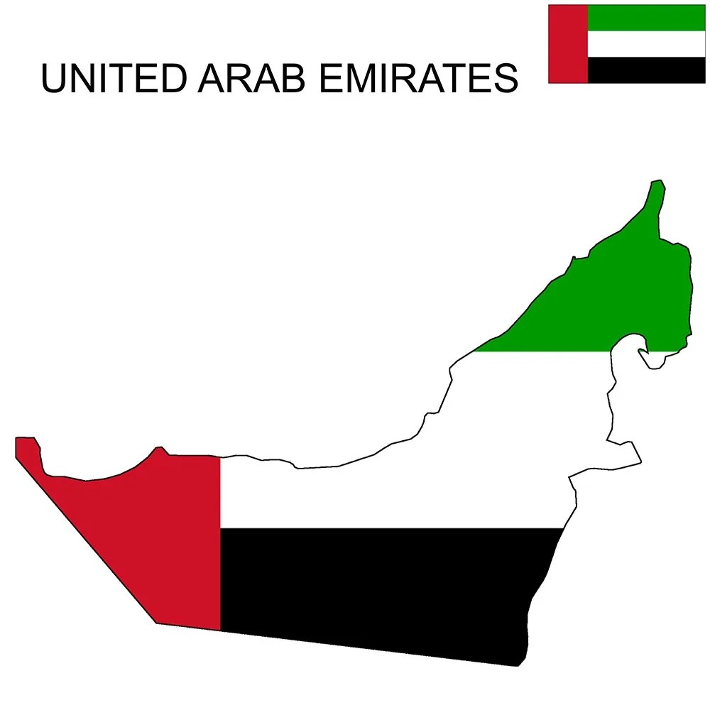 United Arab Emirates Flag Map and Meaning Mappr