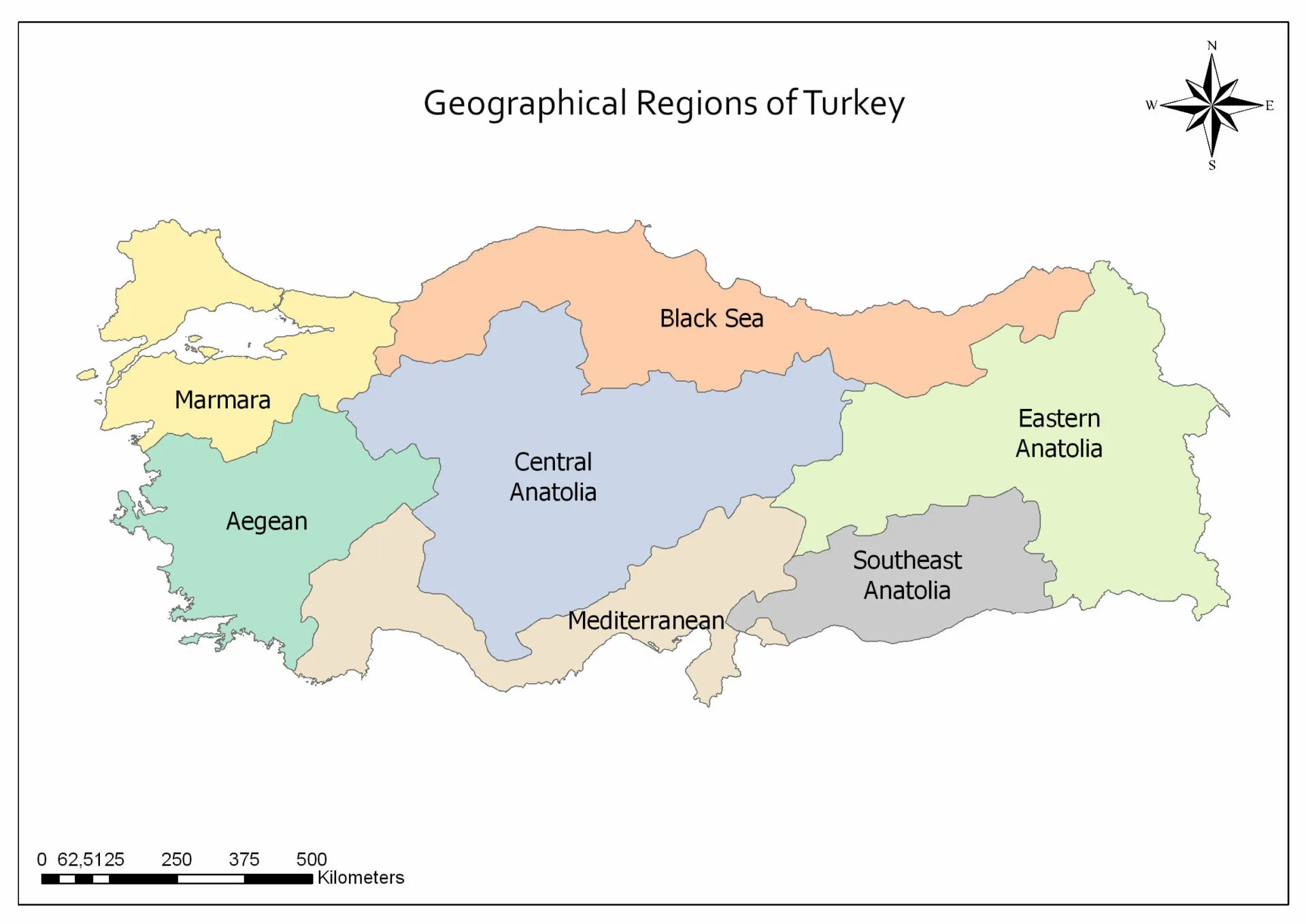 Geographical Regions of Turkey Mappr