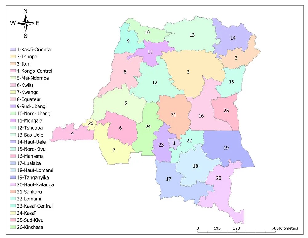 Provinces of the Democratic Republic of the Congo Mappr