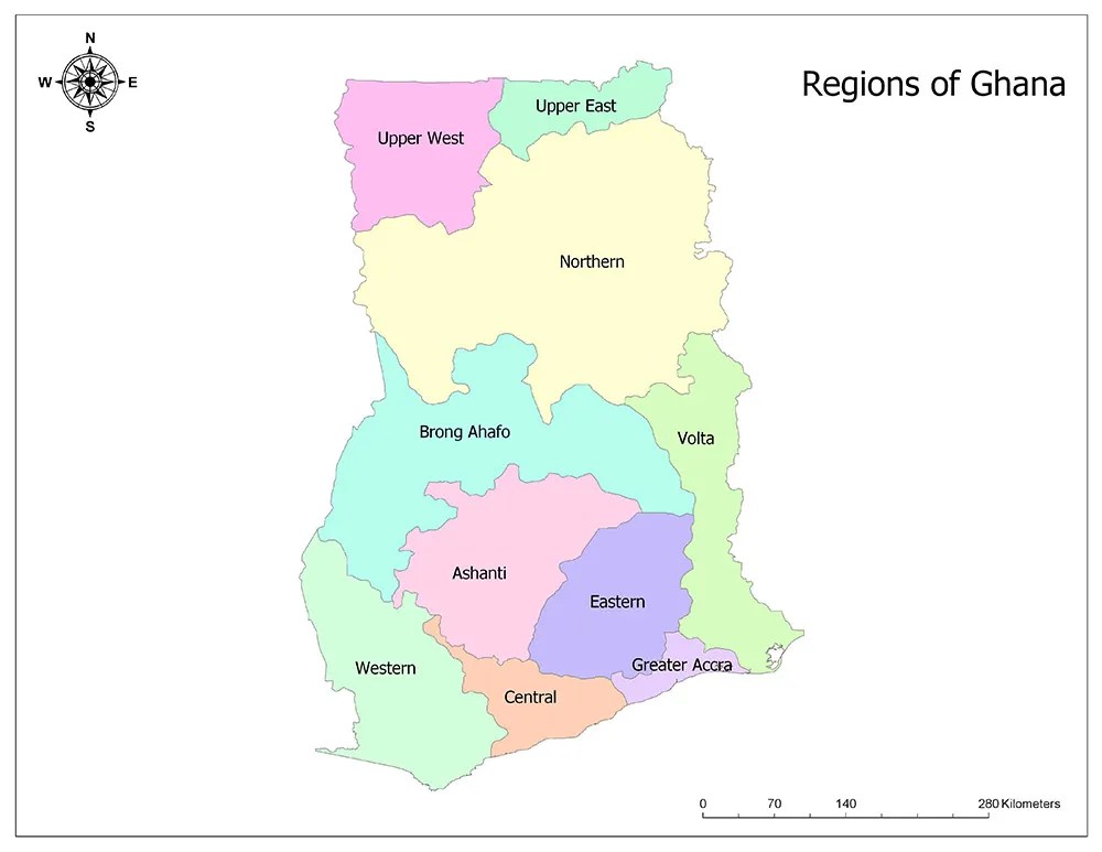 Regions of Ghana Mappr