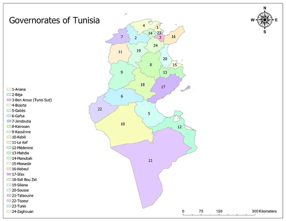 Governorates of Tunisia Mappr