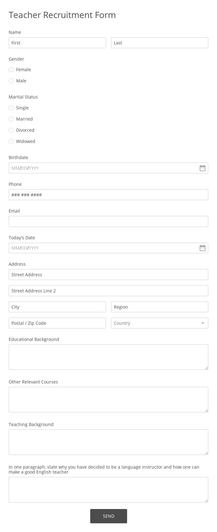 Free Class Registration Form Template 123 Form Builder