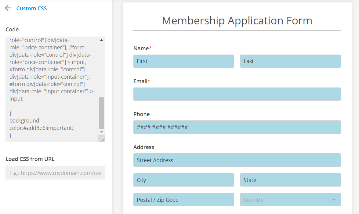 Help How to style forms with CSS 123FormBuilder