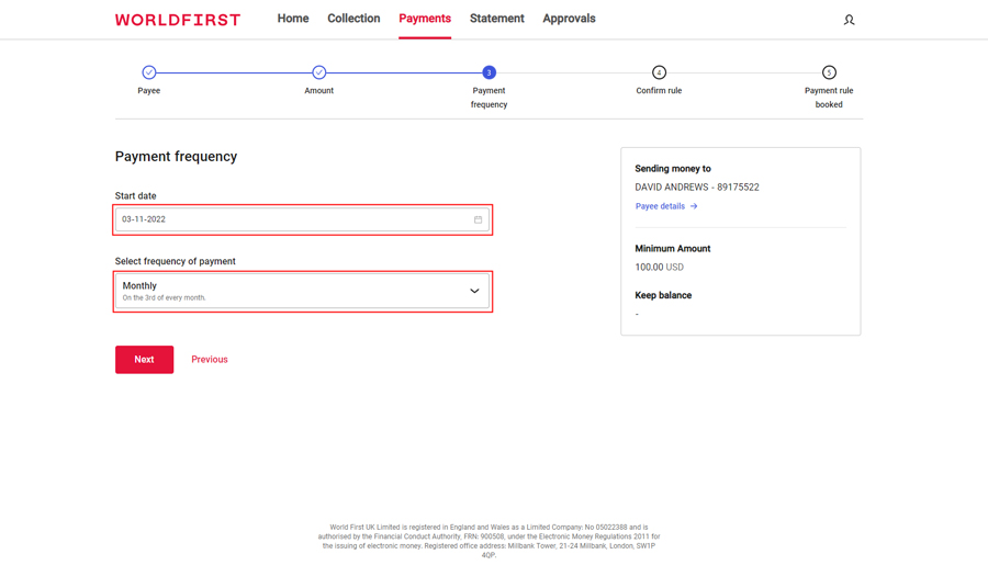 How to set up automatic transfers to sweep funds WorldFirst AU