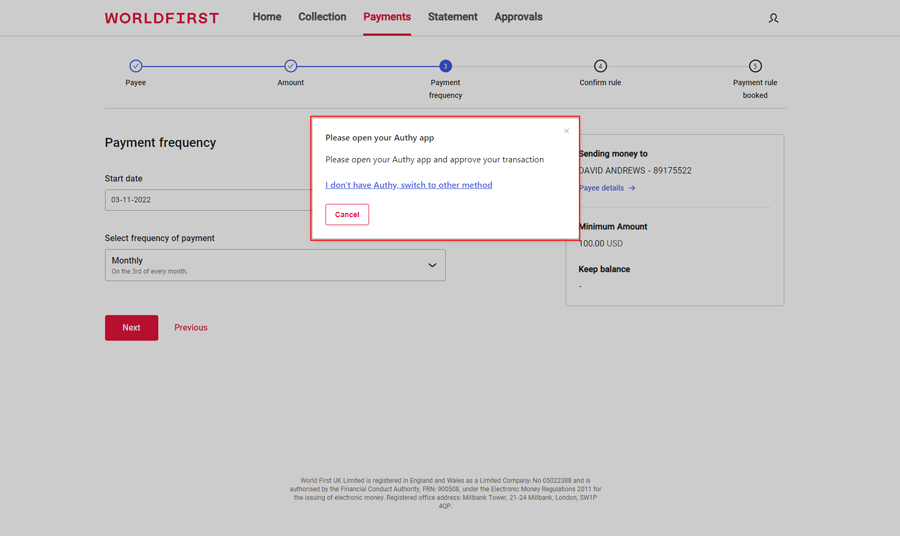 How to set up automatic transfers to sweep funds WorldFirst AU