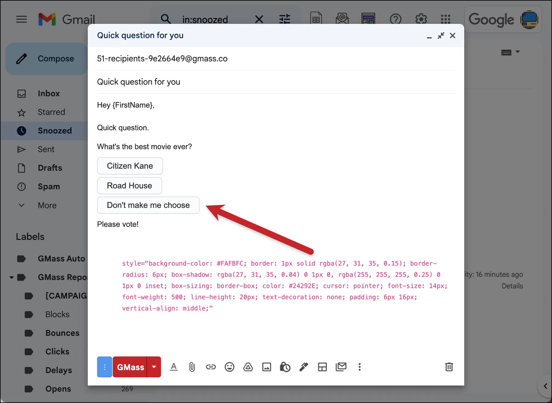 GMASS: capturez les commentaires instantanés avec les sondages de messagerie en un clic