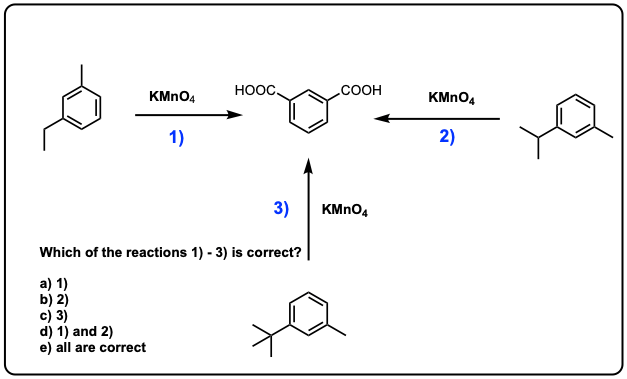 Oxidation of aromatic alkanes with KMnO4 to give carboxylic acids