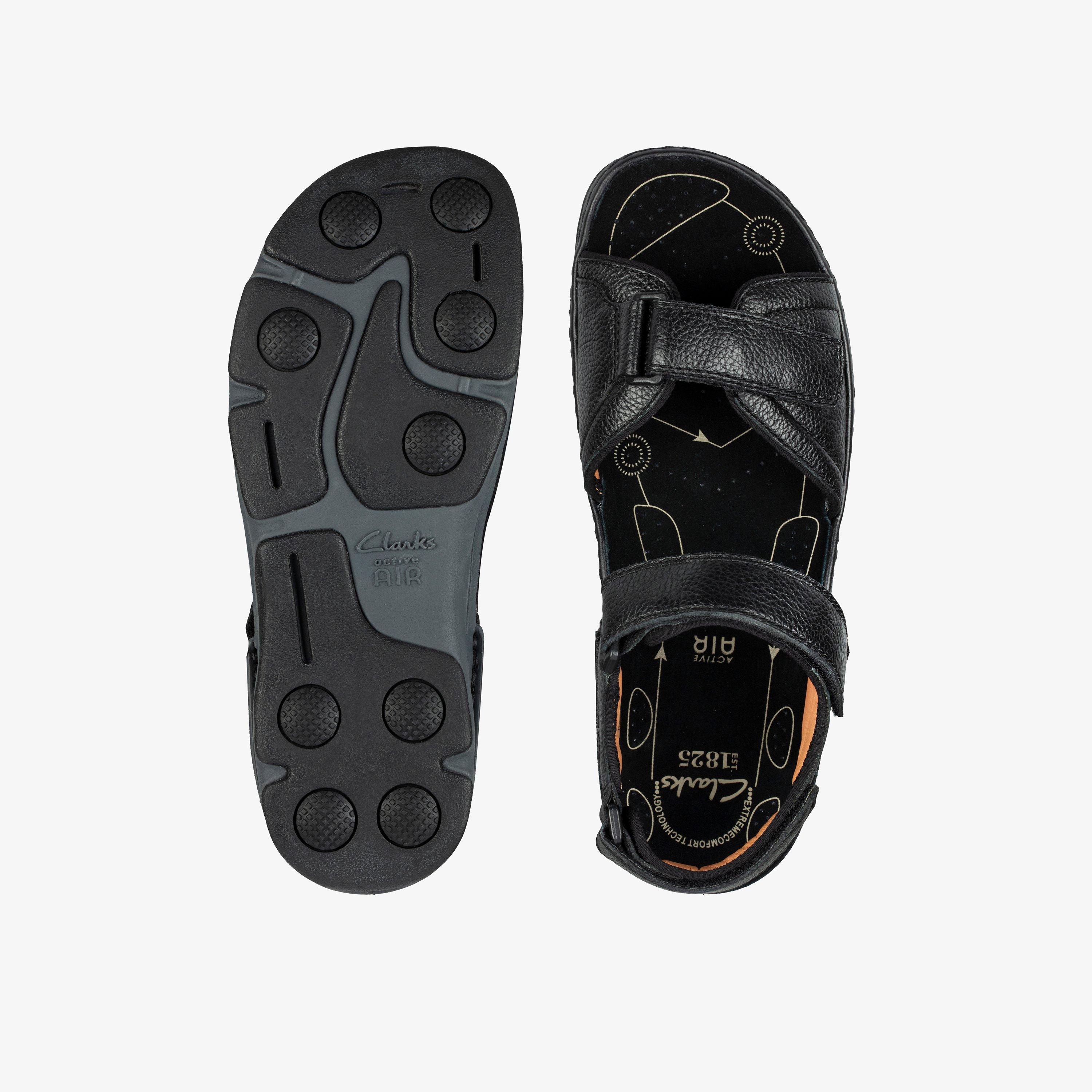 Mens ATL Part Black Flat Sandals Clarks Outlet