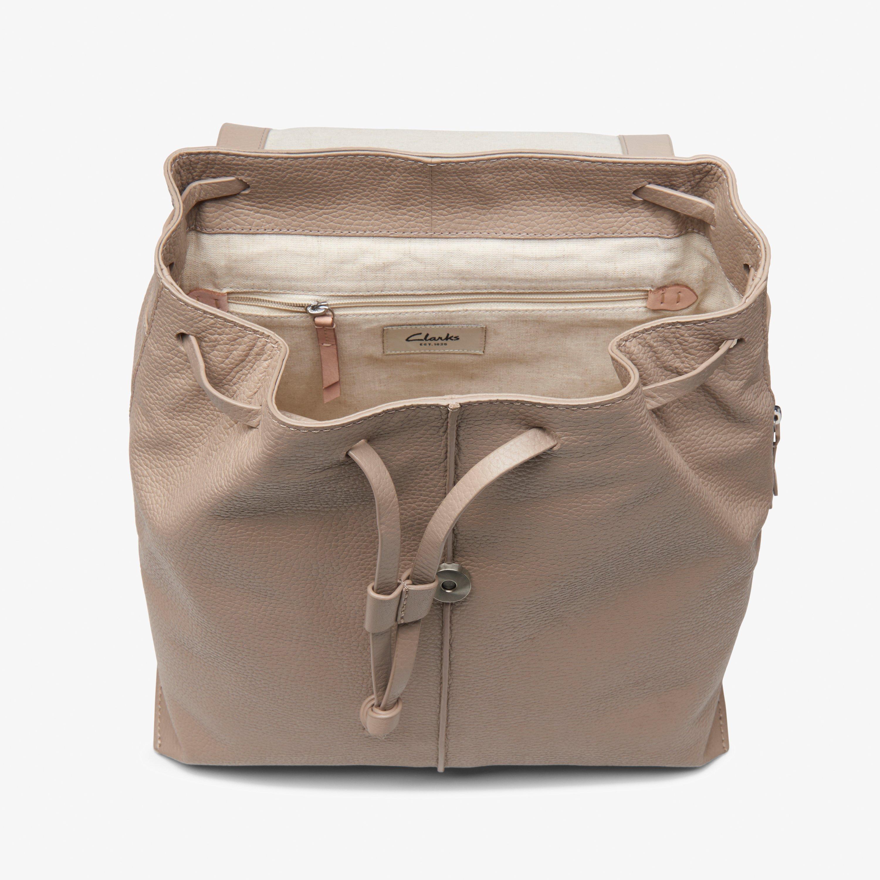 Womens Raelyn Tie Sand Leather Backpack Clarks Outlet