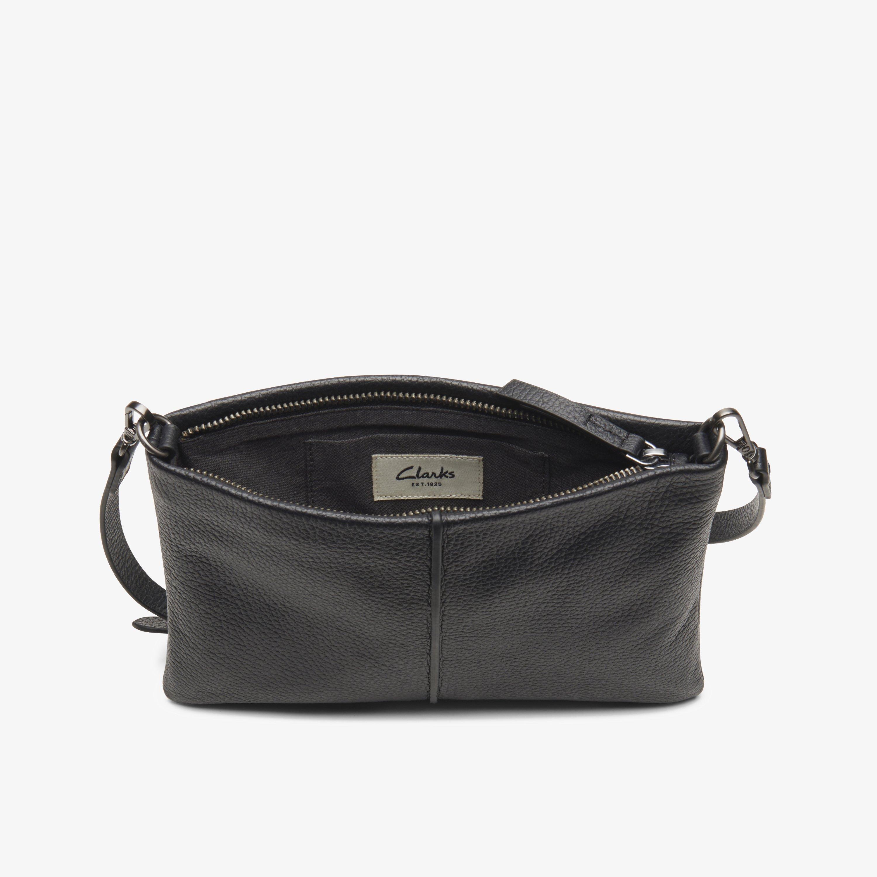 Womens Roslyn Cross Black Leather Across Body Bag Clarks UK