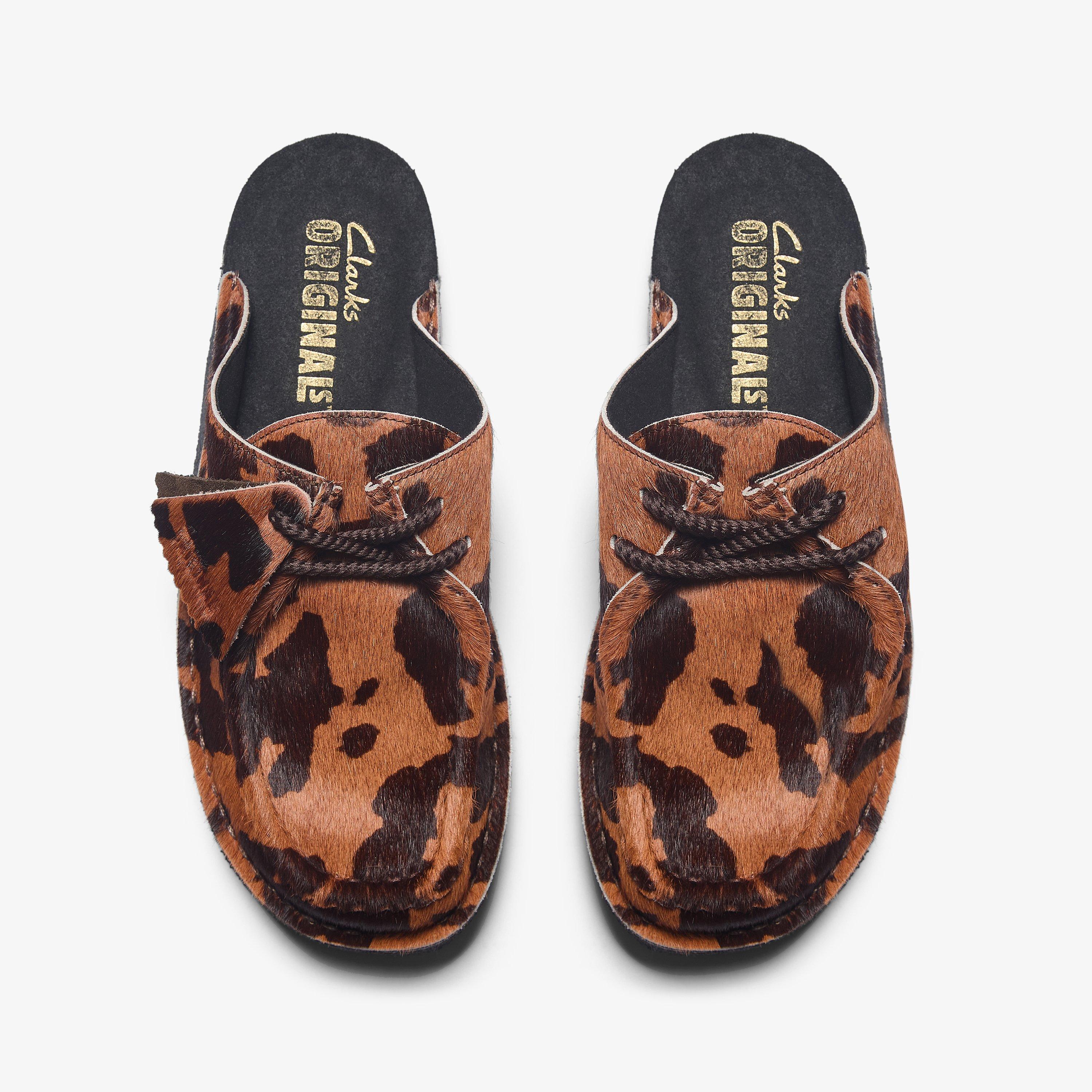 Womens Desert Nomad Mule Brown Cow Print Mules | Clarks IE
