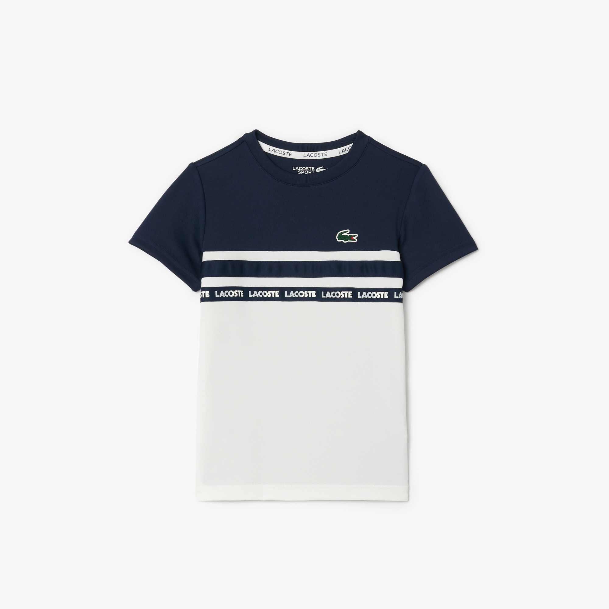 Lacoste Ultra Dry Logo Stripe Piqué Tennis T Shirt Junior Regular