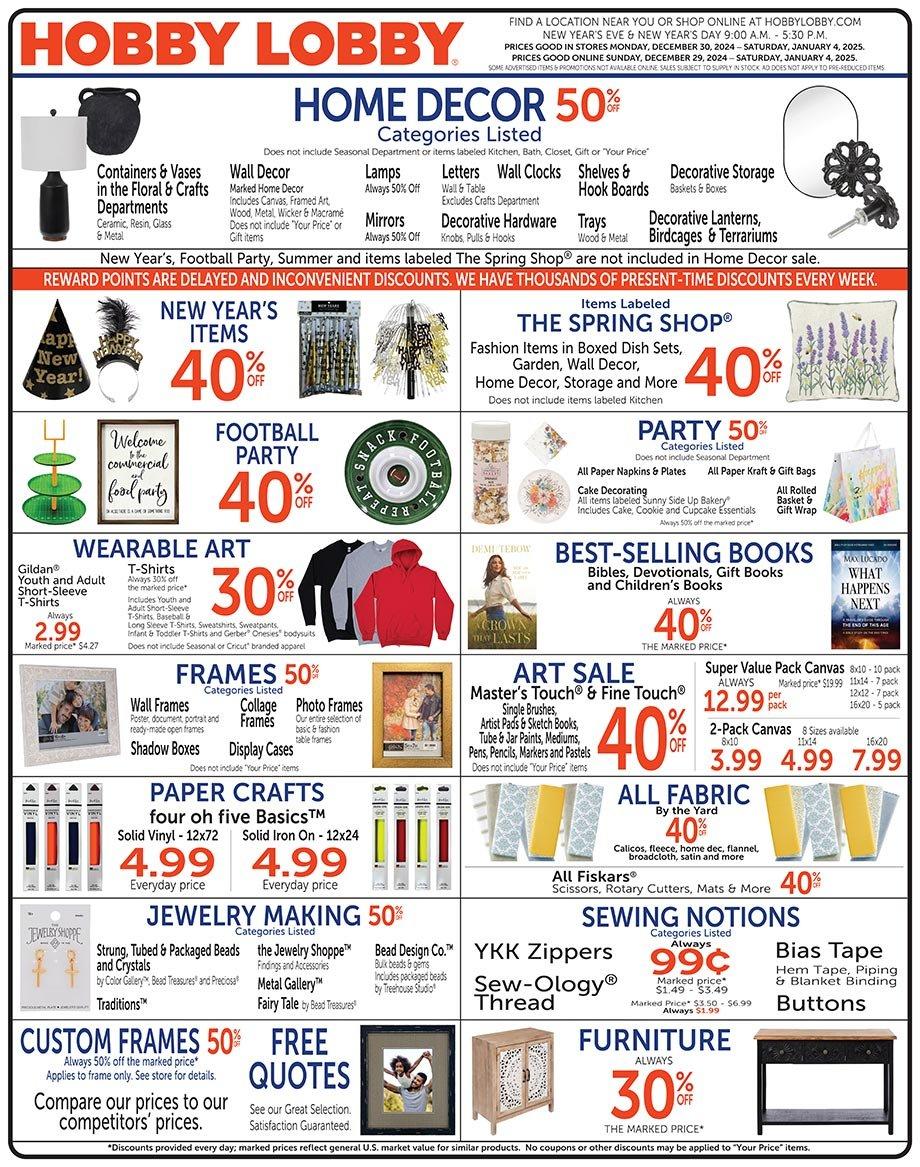 Hobby Lobby Weekly Ad January 2025 50 OFF Discount Deals