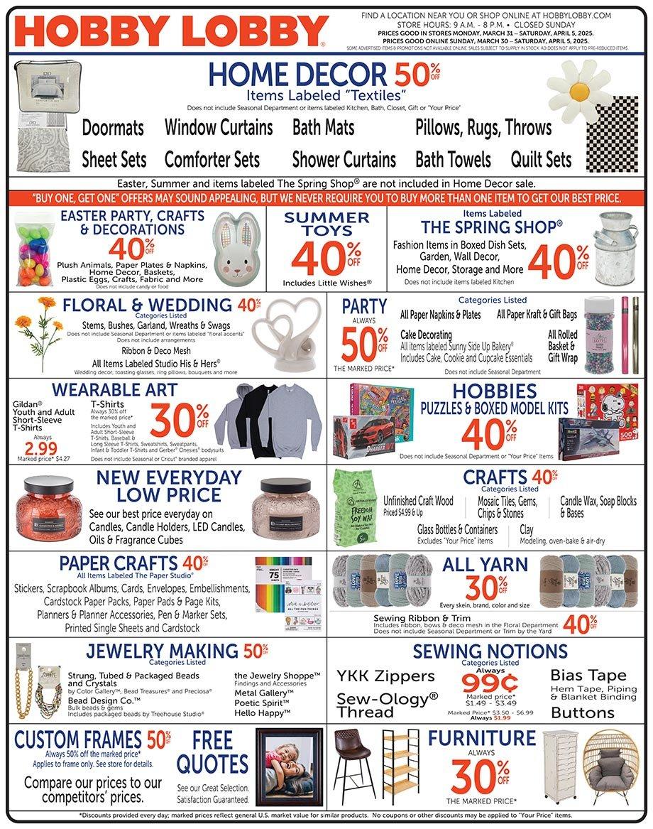 Hobby Lobby Weekly Ad April 2025 50 OFF Discount Deals