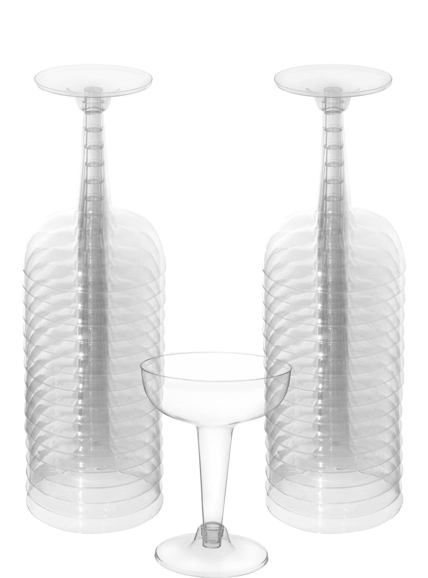 CLEAR Plastic Champagne Coupe Glasses, 4oz, 32ct Party City
