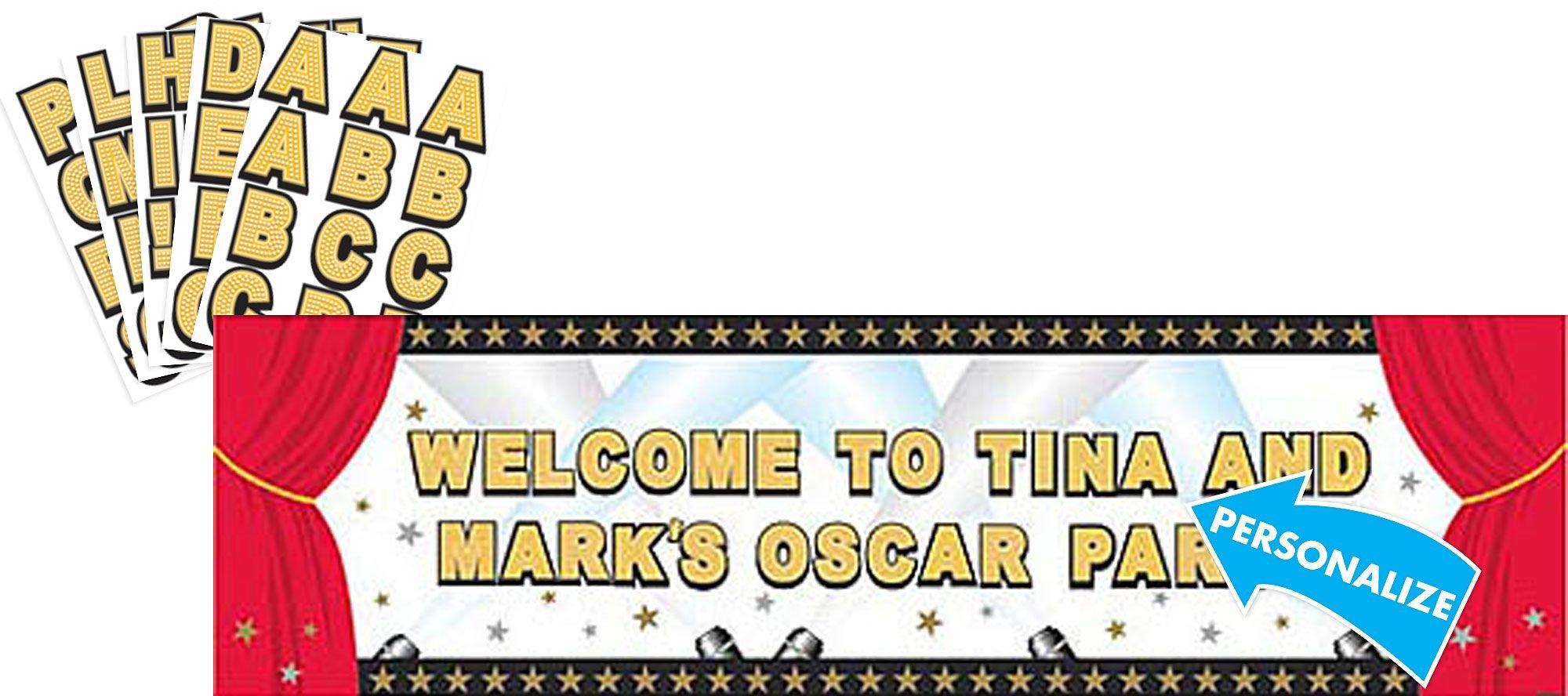 Giant Hollywood Personalized Banner Kit 65in x 20in Party City