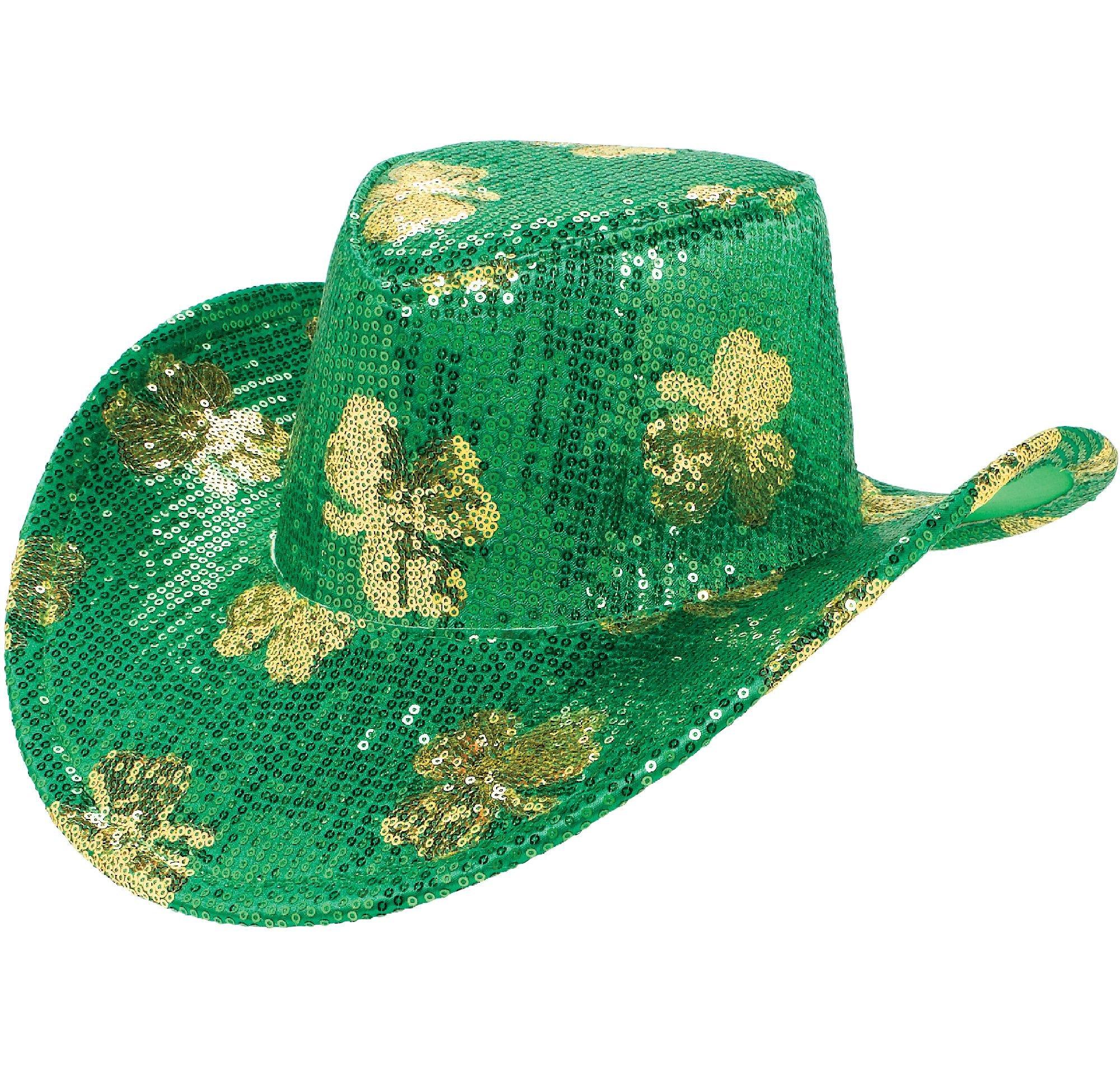 Sequin Shamrock Cowboy Hat 12in x 14in Party City