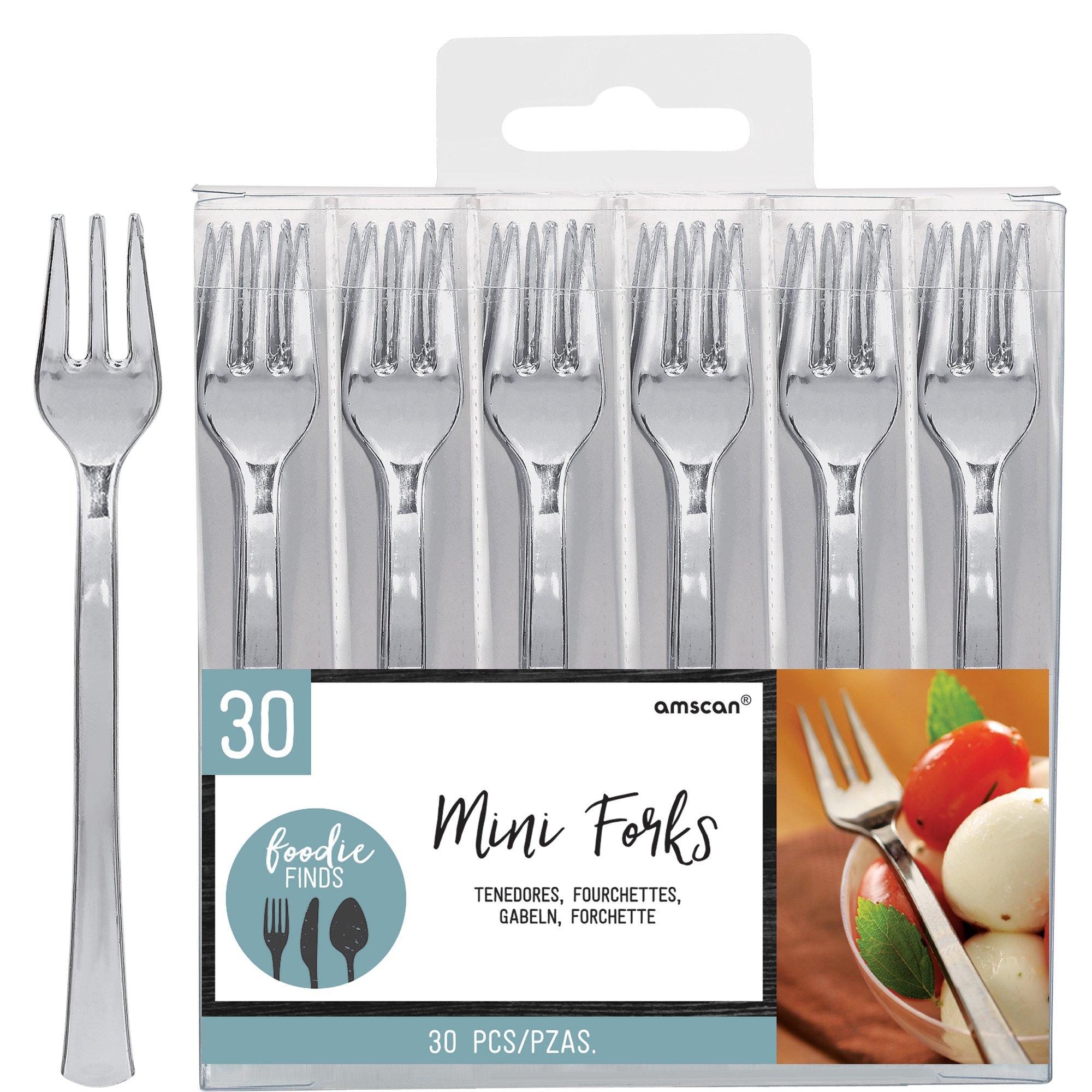 Mini Silver Plastic Forks 30ct Party City