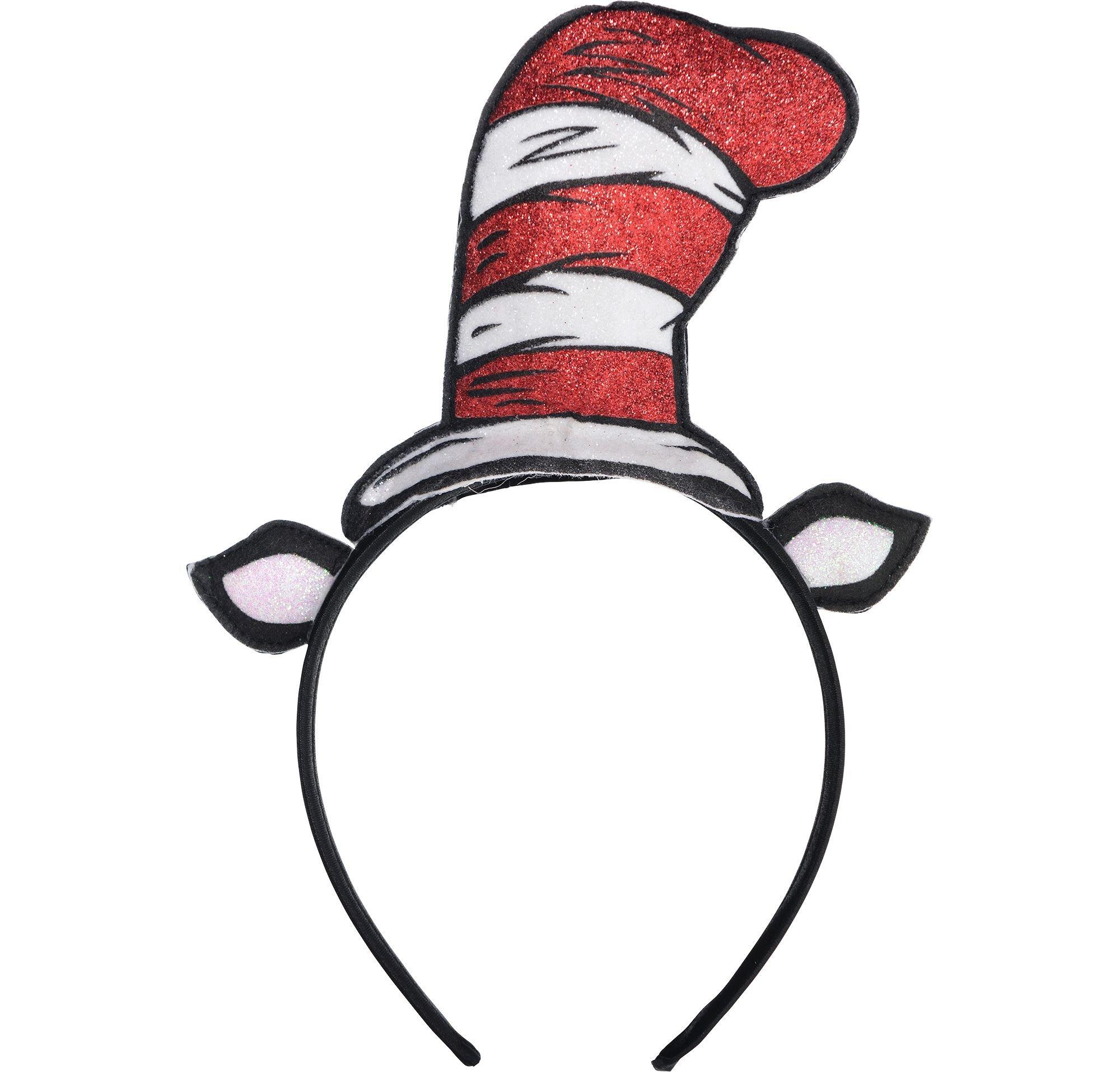 Glitter Cat in the Hat Cat Ears Headband 3 1/2in x 4in Dr. Seuss