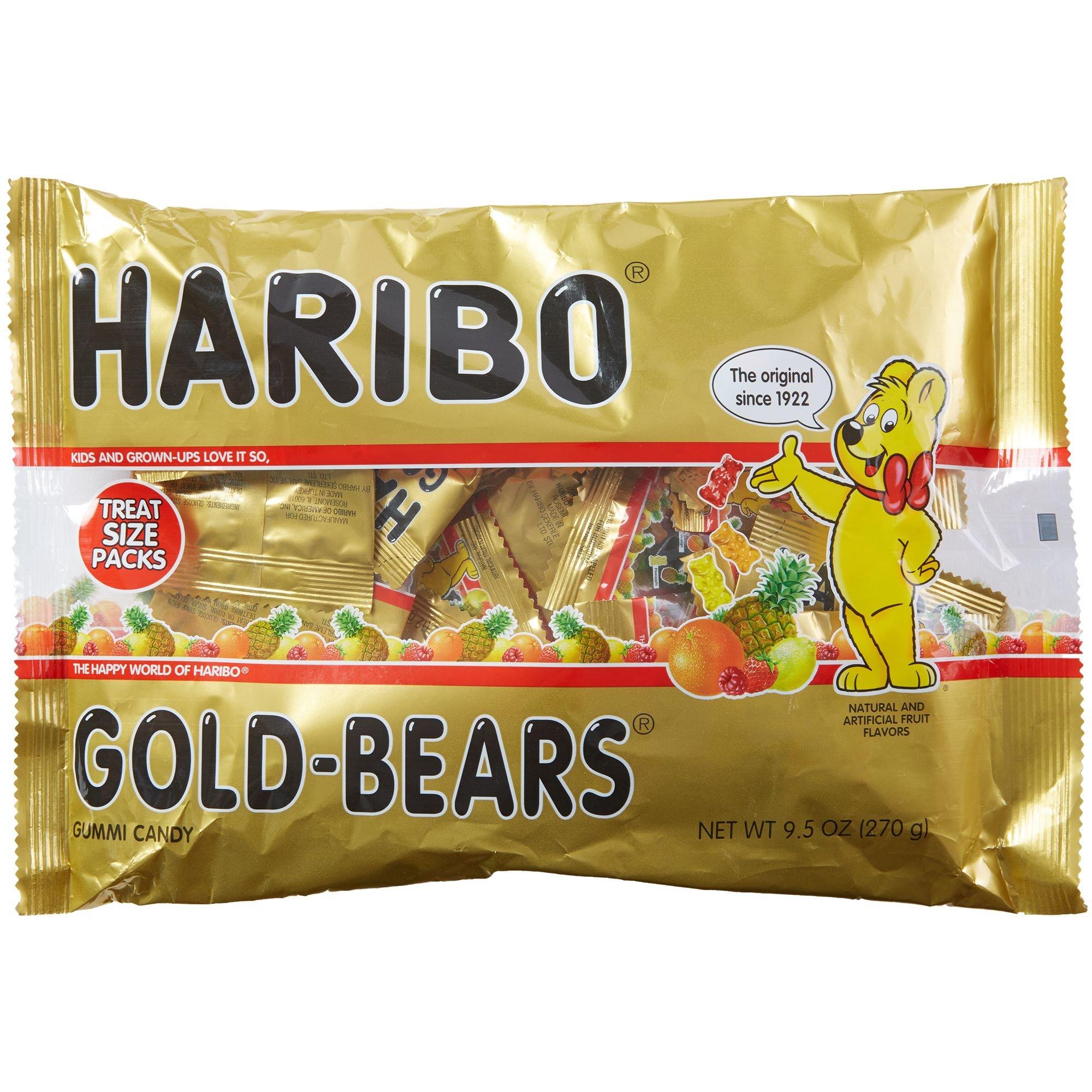 Haribo Goldbears Gummi Bear Pouches Bag, 21pc Lemon, Orange