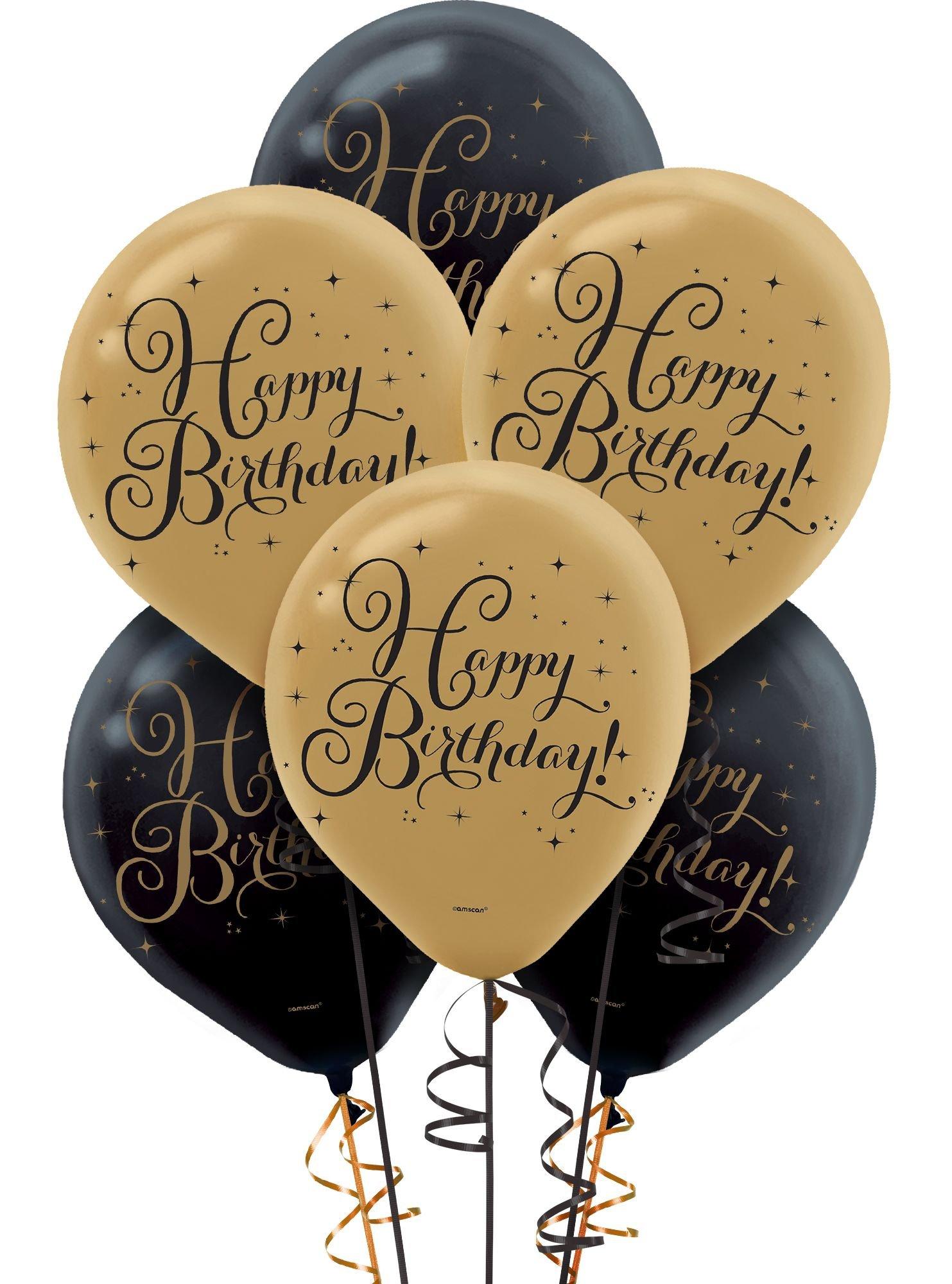 Black & Gold Birthday Balloons 15ct Party City