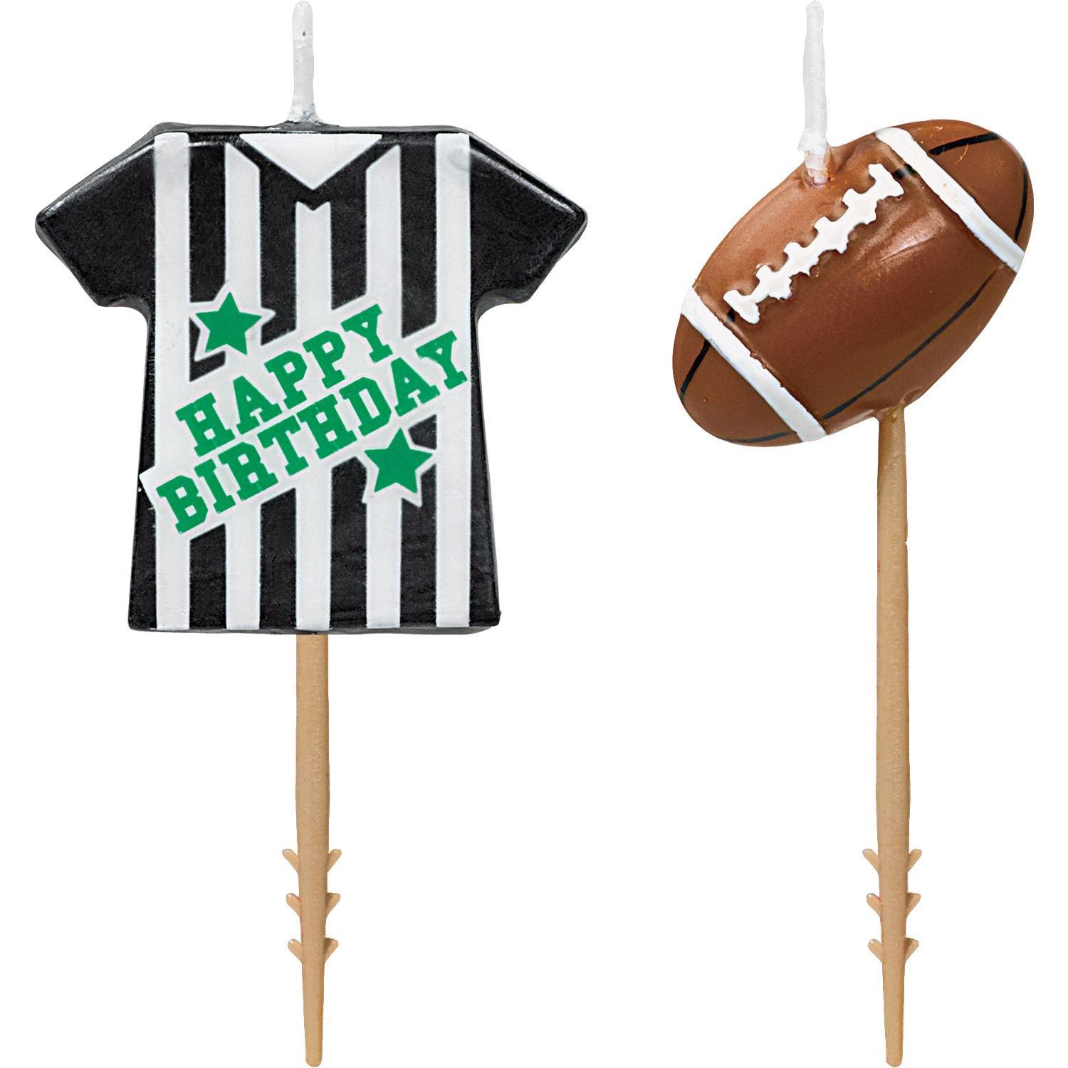 Football Birthday Candle Picks 2ct Party City
