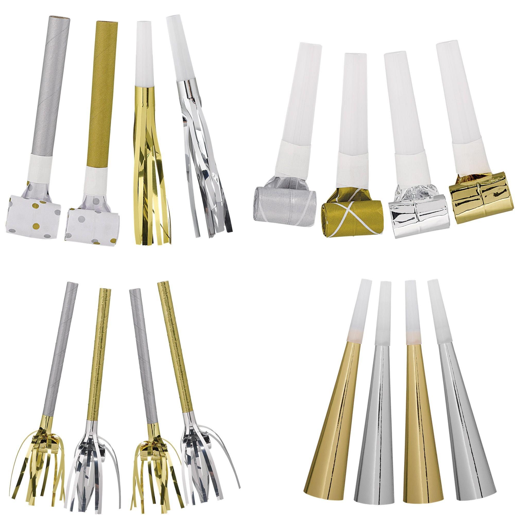 Metallic Gold & Silver Noisemakers 50pc Party City