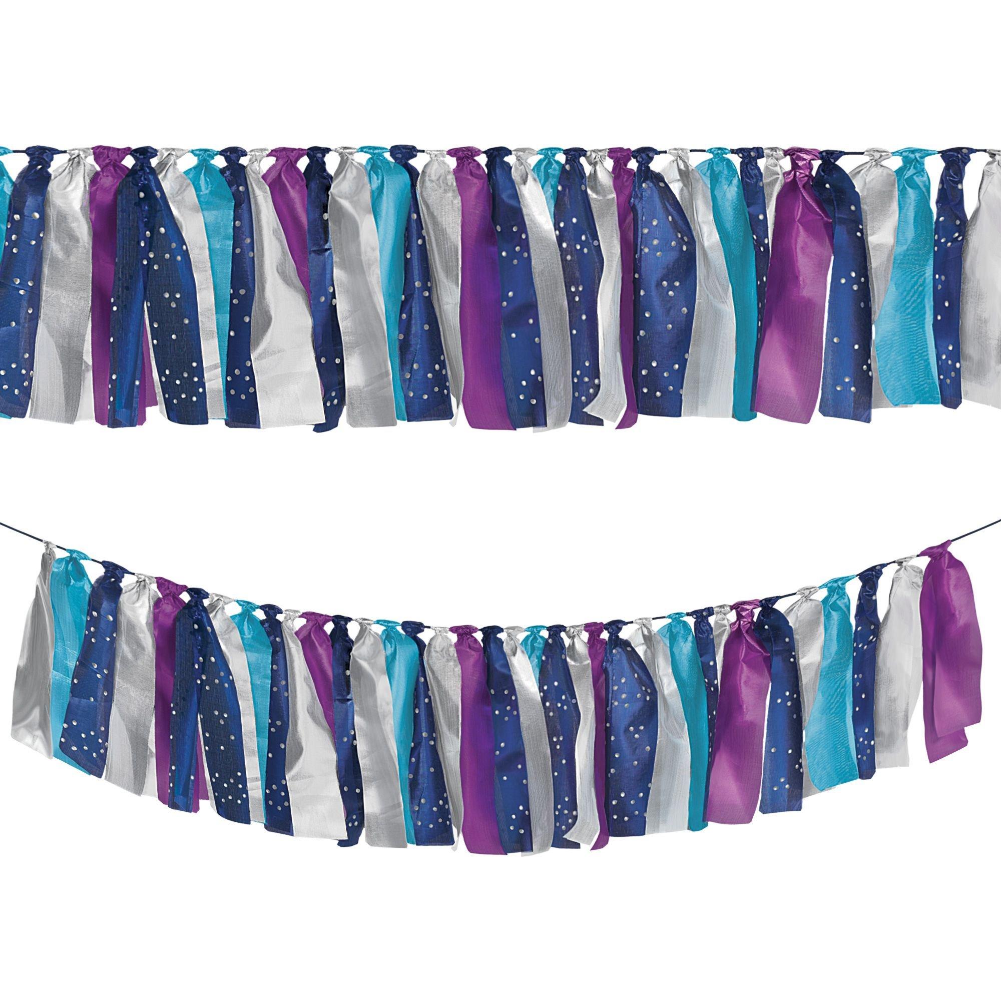 Sparkling Sapphire Ribbon Tassel Garland 6ft Party City
