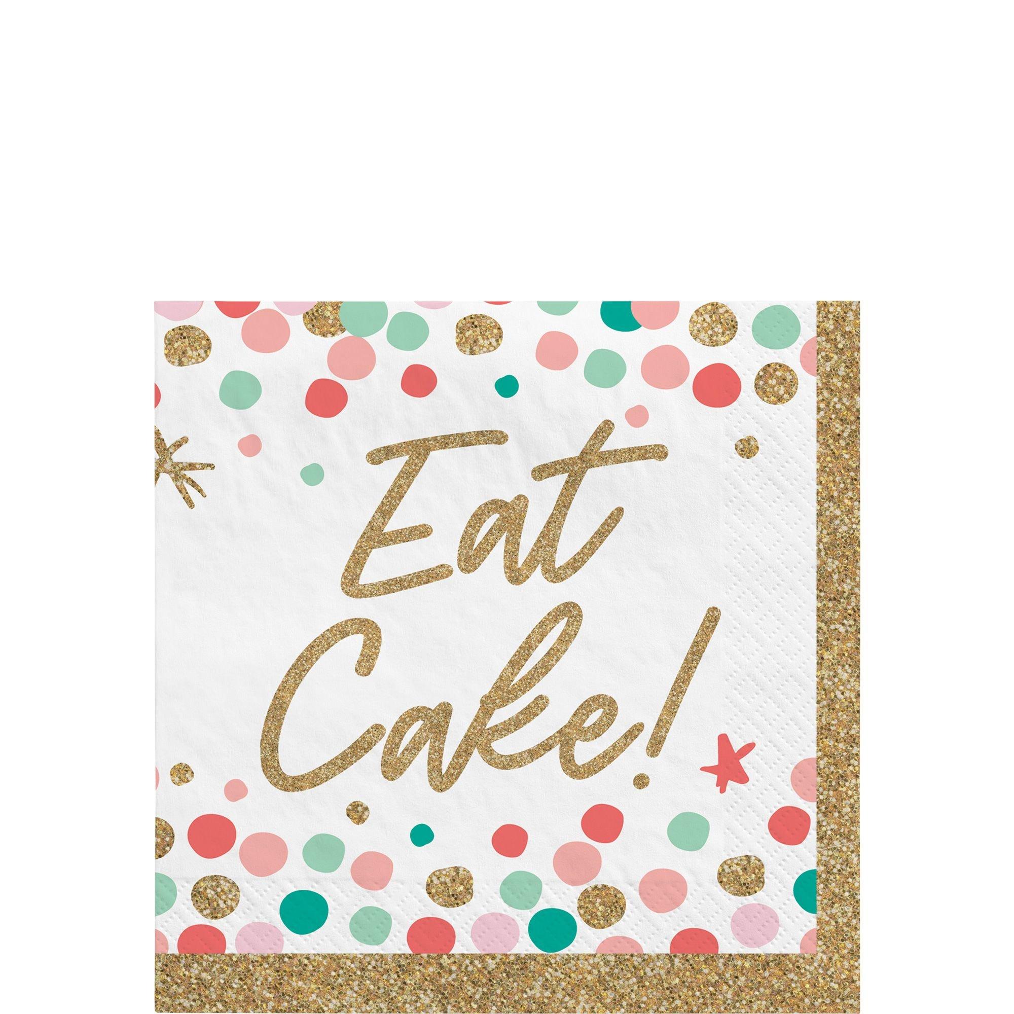 Wish Big Eat Cake Beverage Napkins, 5in, 36ct Party City