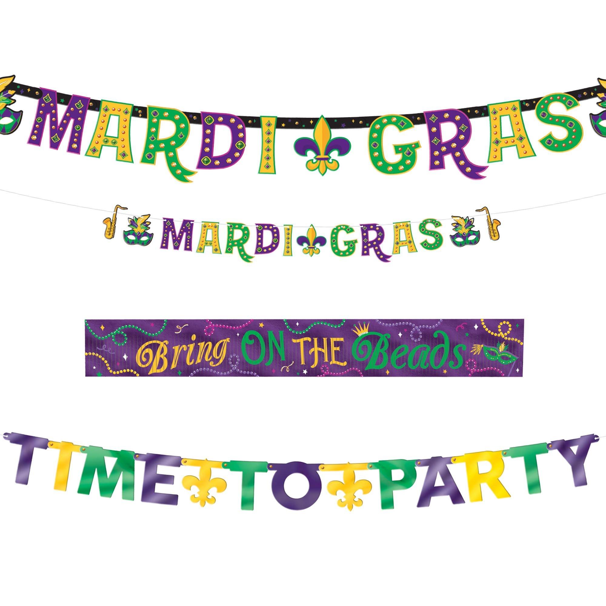 Mardi Gras Party Banner Set, 4pc Party City