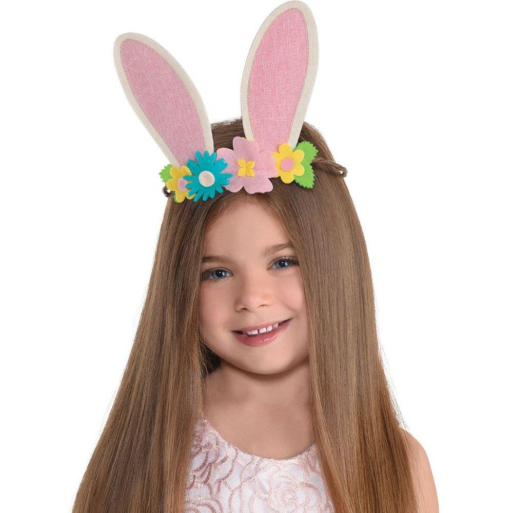 Bunny Ears Floral Felt & Twine Head Wreath, 6in x 5in Party City